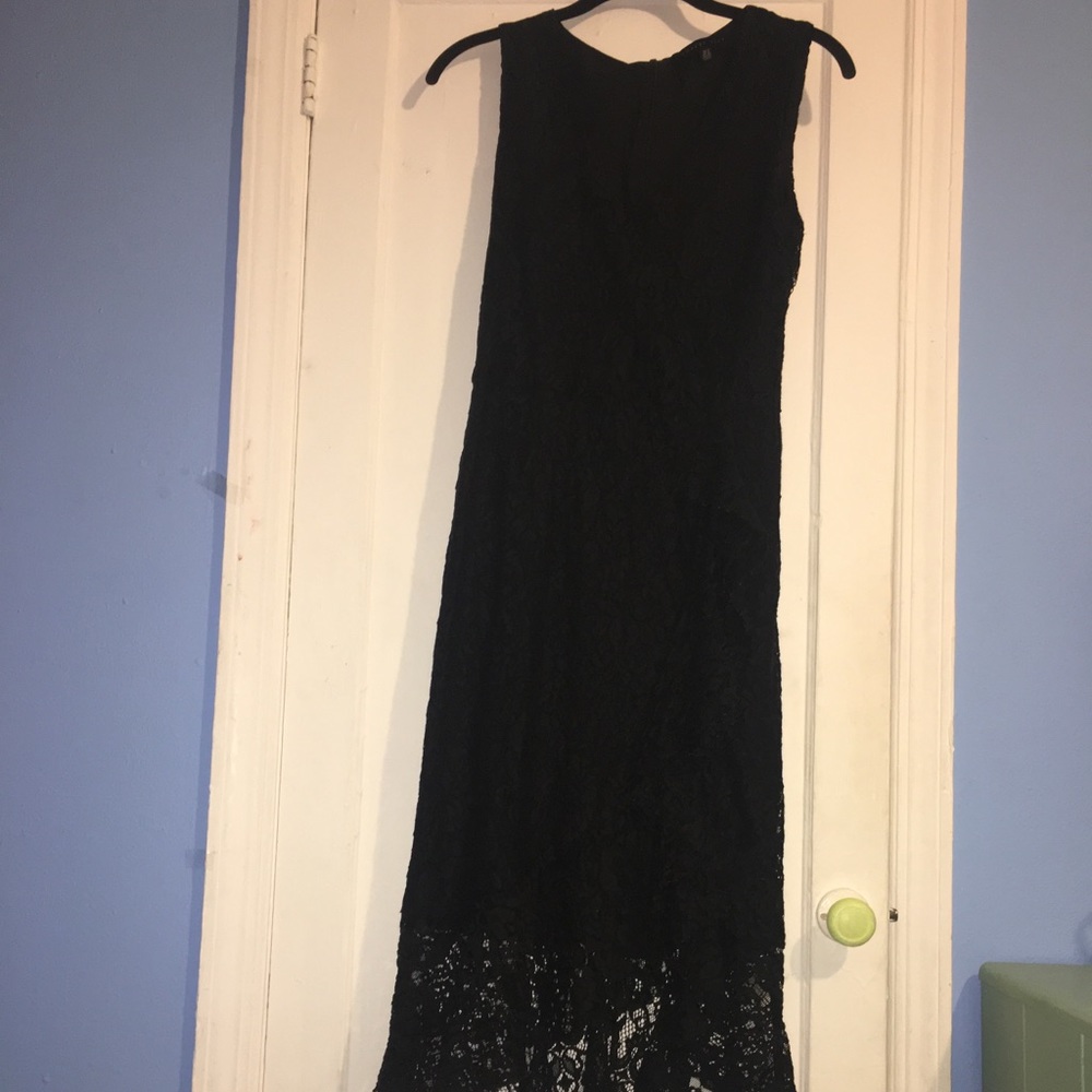 Black lace knee length dress